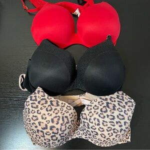 Victoria's Secret Incredible Bra Bundle Set Red Black Cheetah 38C